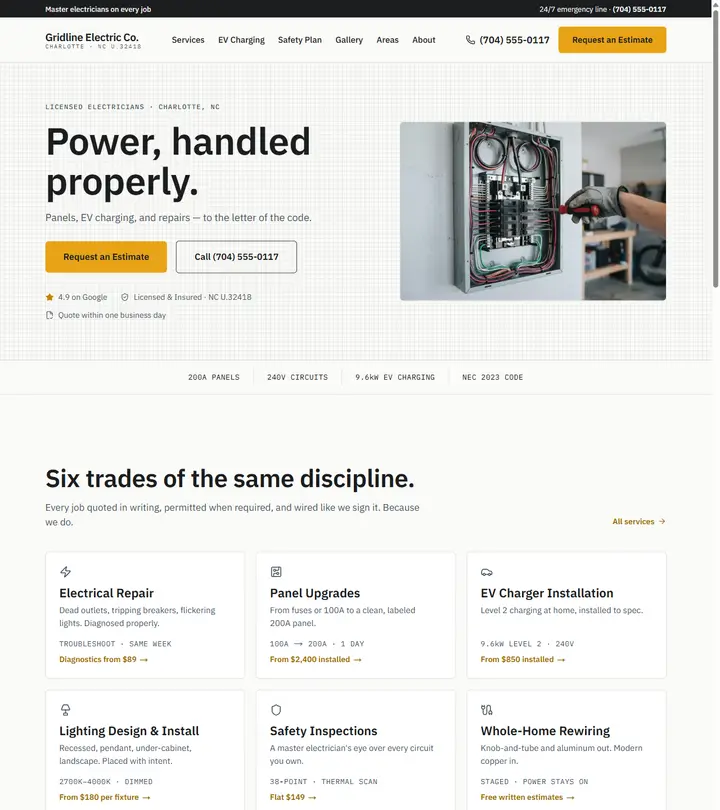 Gridline Electric Co. — built by PhantomNode